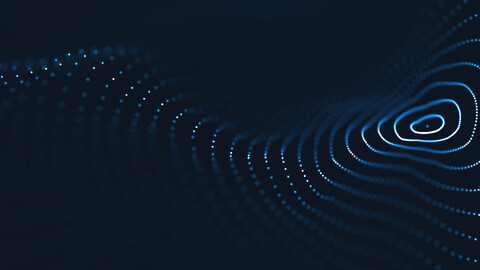 Abstract dark background with blue and white circular lines