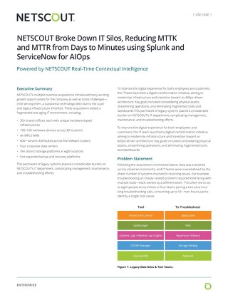 NETSCOUT Broke Down IT Silos, Reducing MTTK and MTTR from Days to Minutes using Splunk and ServiceNow for AIOps