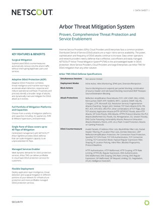 Arbor Threat Mitigation System (TMS)