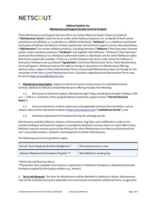 NetCare Limited Maintenance Terms and Conditions