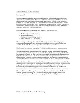 NetScout Group UK Tax Strategy