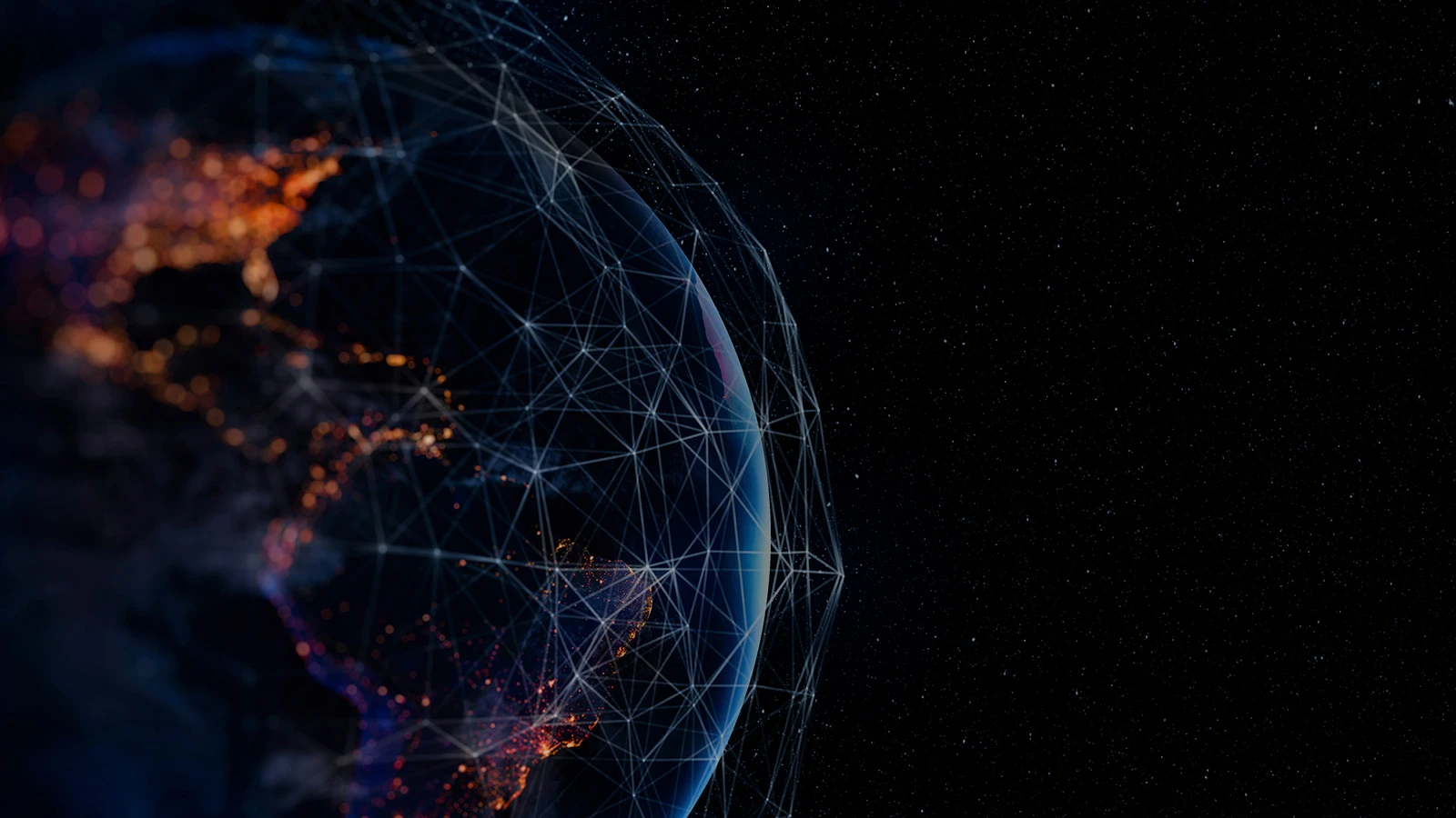 Satellite photo of earth with red and blue lines