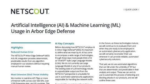 Artificial Intelligence (AI) & Machine Learning (ML) Usage in Arbor Edge Defense