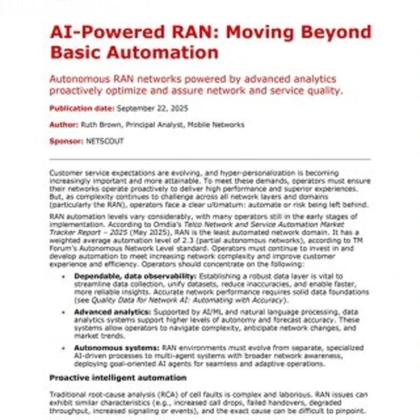 Heavy Reading - AI-Powered RAN: Moving Beyond Basic Automation