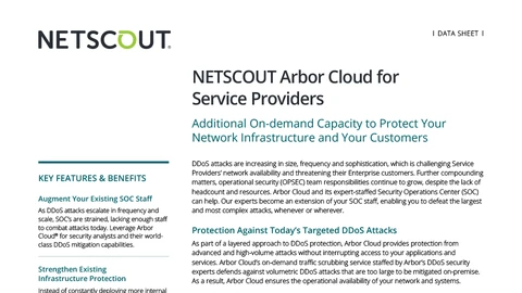  NETSCOUT Arbor Cloud for Service Providers 