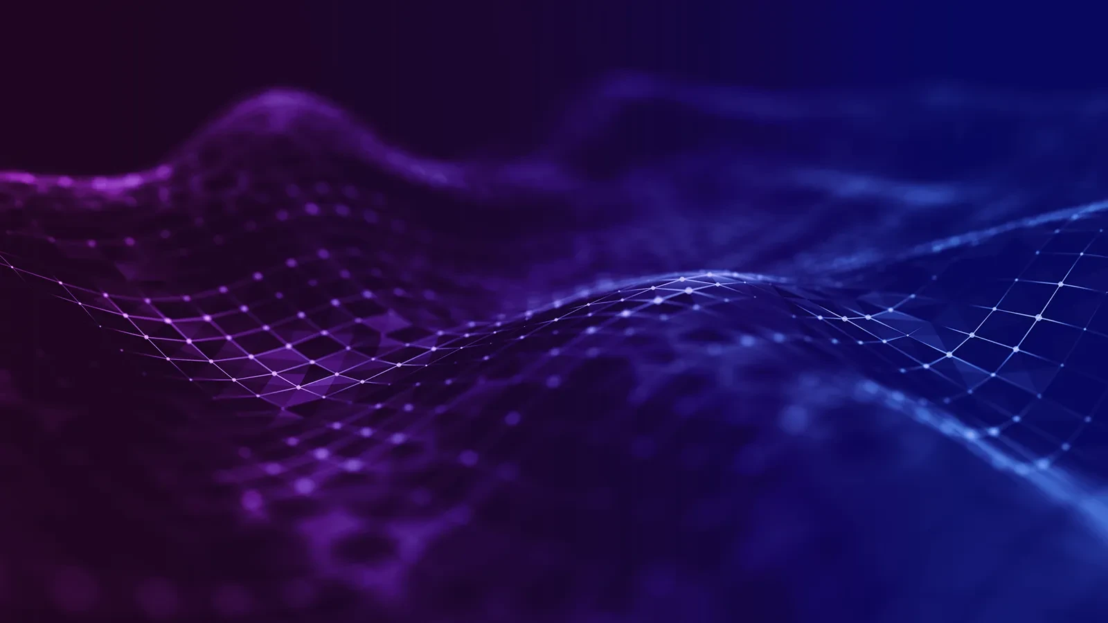 3D wavy grid surface in purple and blue tones with a gradient background
