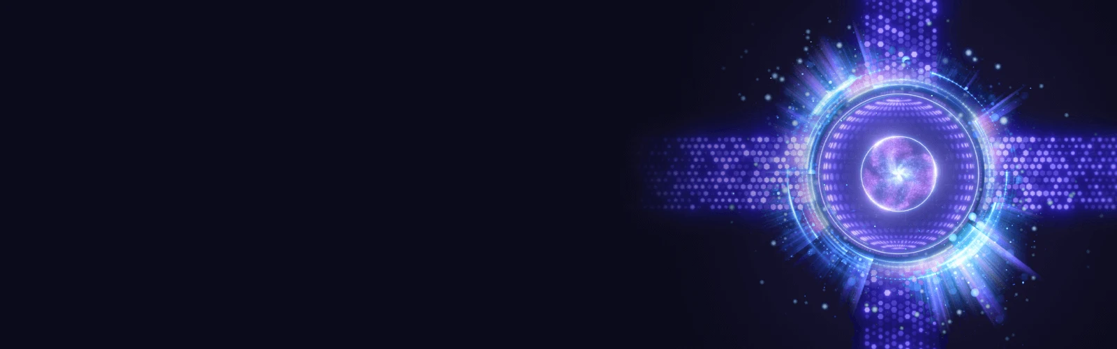 Abstract purple orb and purple dotted lines on dark background