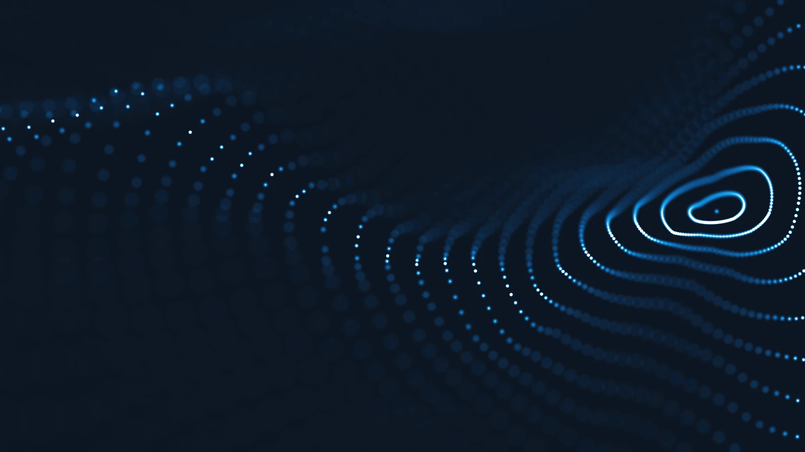 Abstract dark background with blue and white circular lines